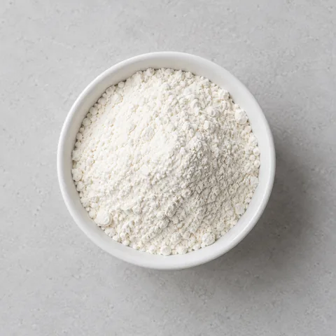 All-purpose flour in a small white ramekin.