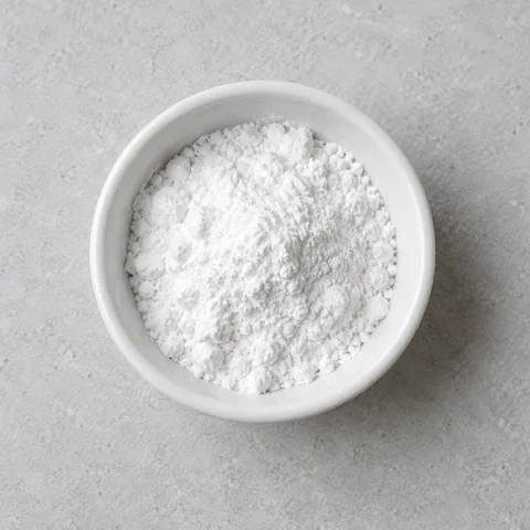 Baking powder in a small white ramekin.