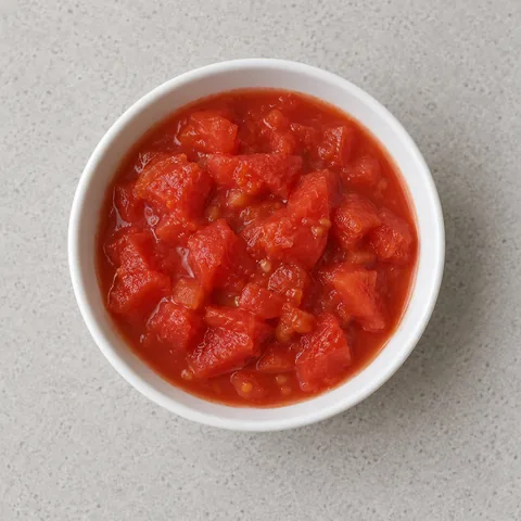 Canned diced tomatoes in their juice.