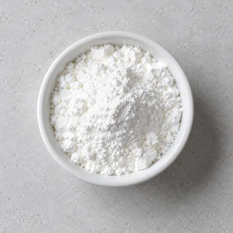 Cornstarch in a small white ramekin.