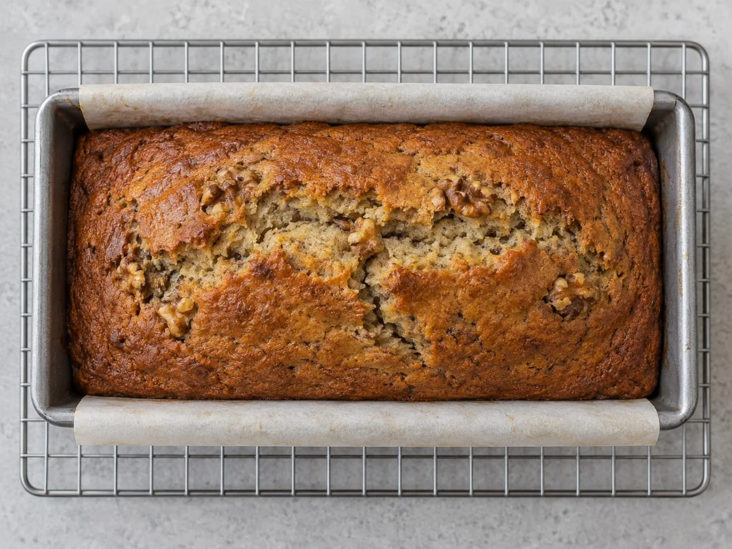 Cool in the pan. Cool the loaf in its pan on the wire rack until the pan is cool enough to handle, about 10 minutes.