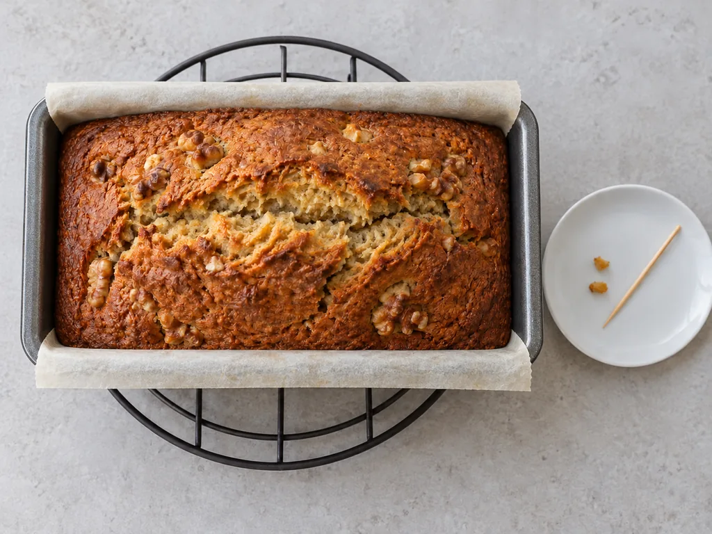 Scrape and bake. If the top turns dark brown before the center is done, lay the sheet of foil loosely over the pan.