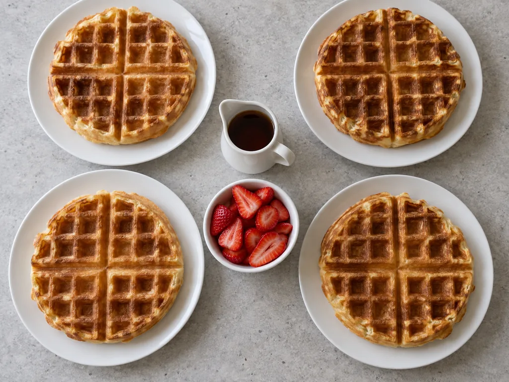Divide and serve. Serve while the waffles are still crisp.