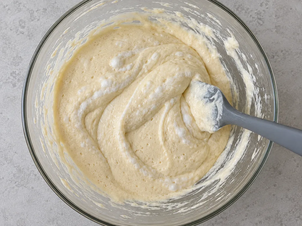 Stir in a third of the whites and fold. Stop when only a few thin white streaks remain.