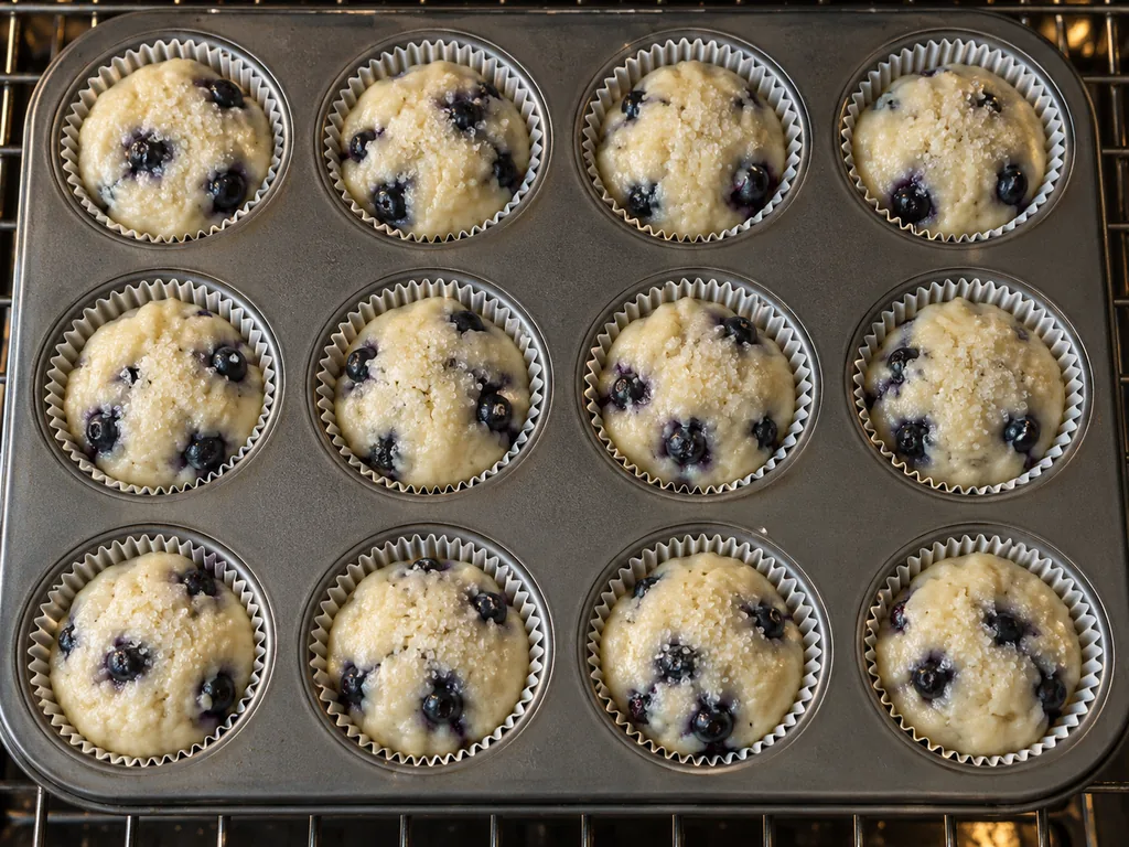 Bake hot to set the domes. Bake on the middle rack at 425°F until the tops begin to rise, about 5 minutes.