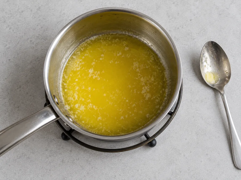Melt the butter — The butter is liquid and just warm.