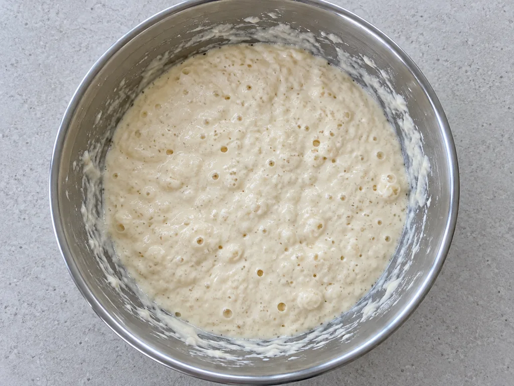Rest the batter — Rest the batter uncovered until puffy and bubbly on top, about 10 minutes.