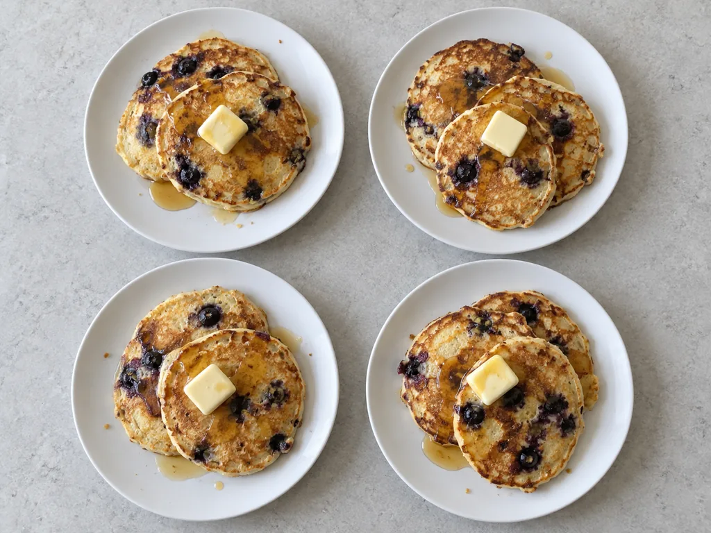 Divide and serve — The pancakes are divided for serving.