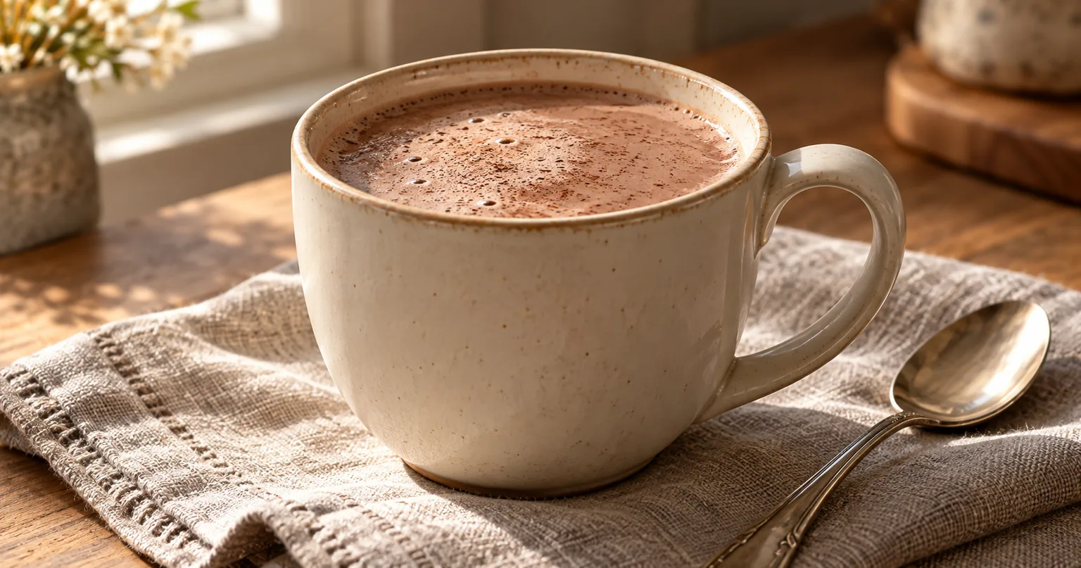 Cinnamon Chocolate Milk served in a styled dish.