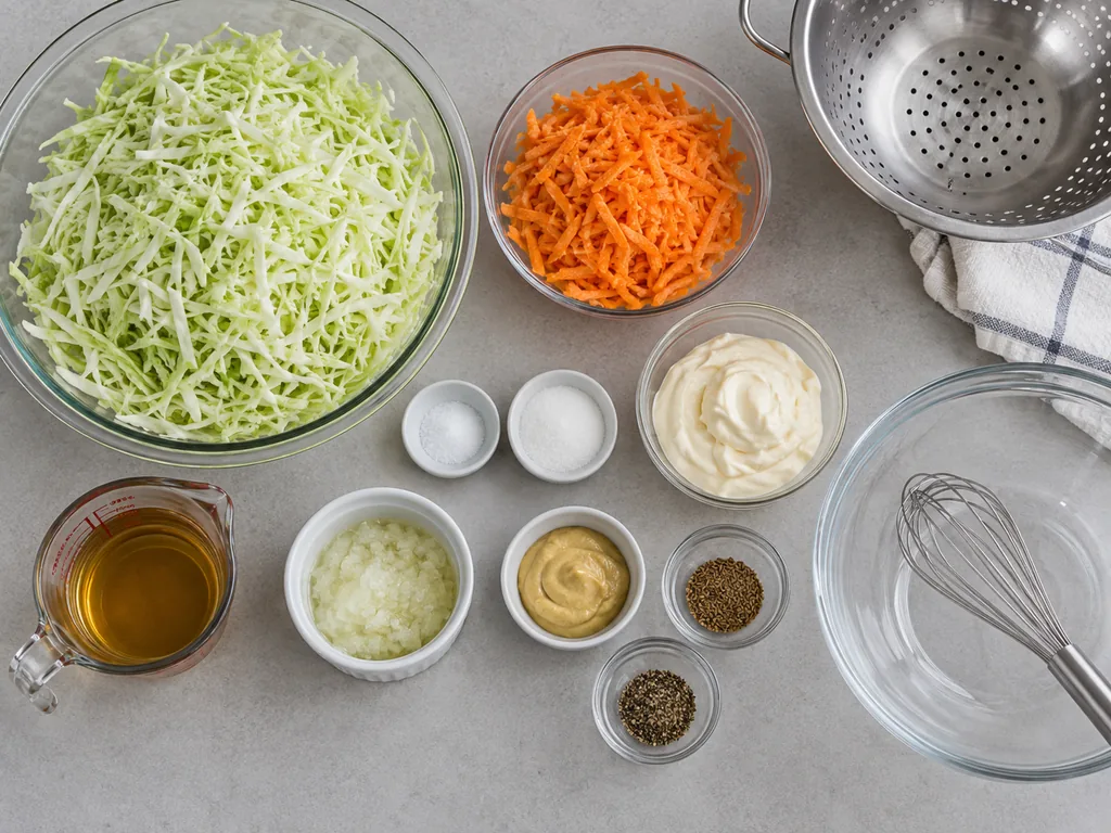 Everything is prepared and measured before the cabbage is salted.