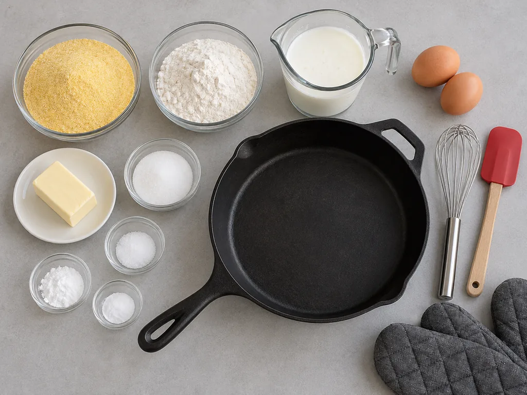 Read and gather. Everything is measured and the oven mitts are within reach.