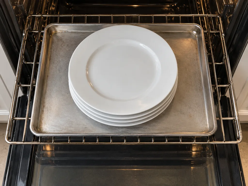 Heat the oven. The oven has reached temperature.