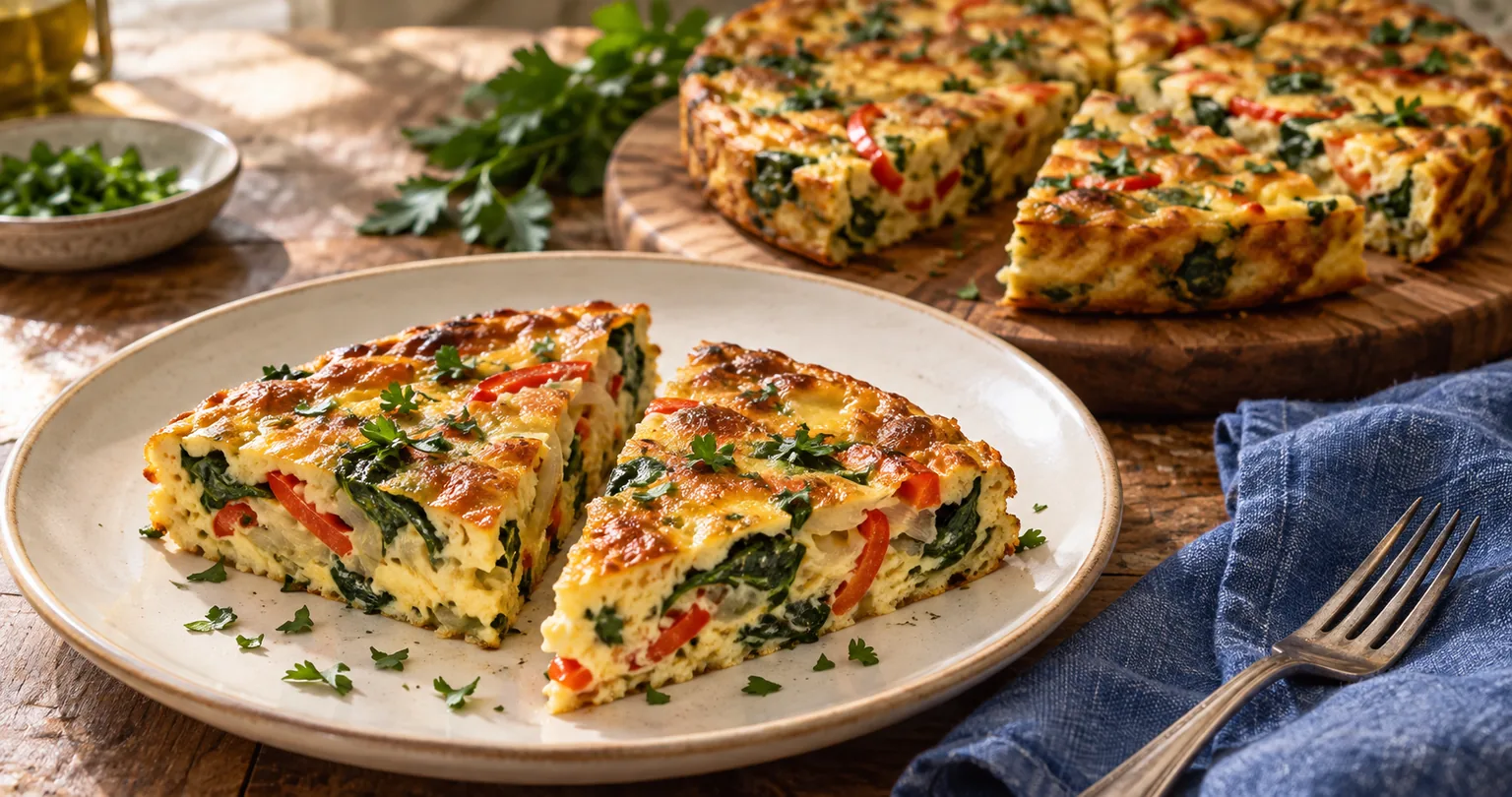 Frittata served ready to eat.