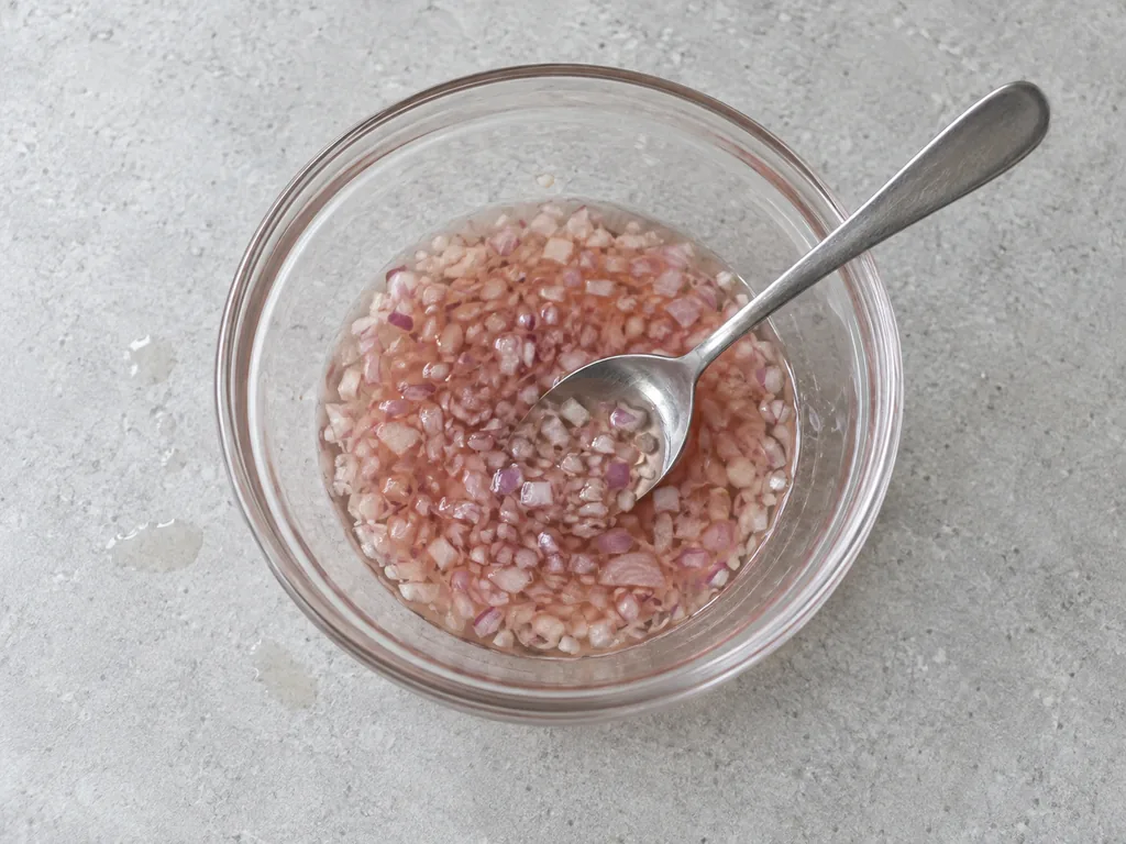 Stir together the vinaigrette base — The salt has dissolved.