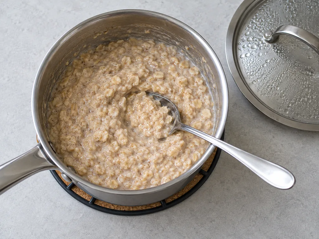 Take off the heat — The oatmeal is soft and spoonable.