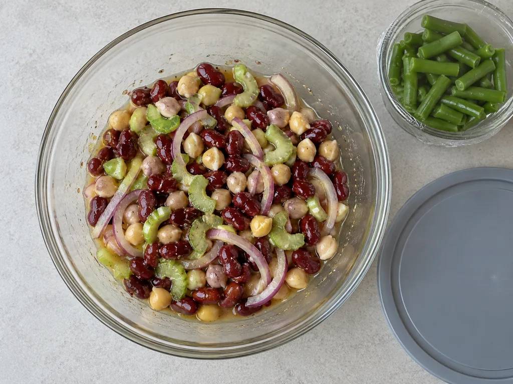 Cover and refrigerate, tossing once or twice, until the beans taste seasoned through, about 240 minutes; overnight is fine too.